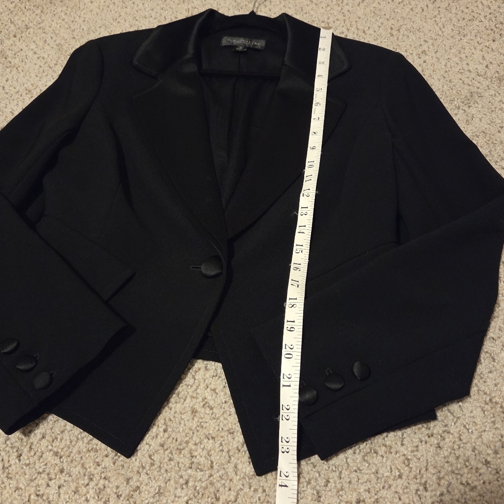 St John Couture Black Tuxedo Evening Formal Blazer Jacket Women's 10 Silk Lining - Picture 5 of 9